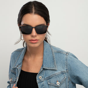 Black Rectangle Full Rim Unisex Sunglasses by Vincent Chase Polarized-148023