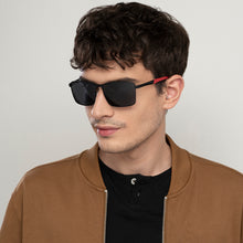 Load image into Gallery viewer, Black Rectangle Full Rim Unisex Sunglasses by Vincent Chase Polarized-148023