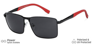 Black Rectangle Full Rim Unisex Sunglasses by Vincent Chase Polarized-148023