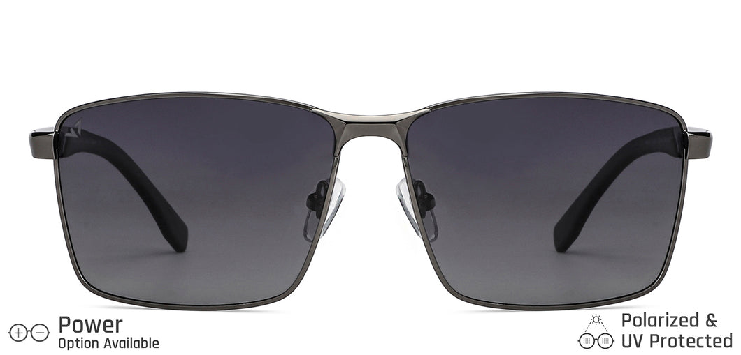 Gunmetal Rectangle Full Rim Unisex Sunglasses by Vincent Chase Polarized-148024