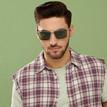 Load image into Gallery viewer, Silver Rectangle Full Rim Unisex Sunglasses by Vincent Chase Polarized-148026