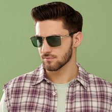 Load image into Gallery viewer, Silver Rectangle Full Rim Unisex Sunglasses by Vincent Chase Polarized-148026