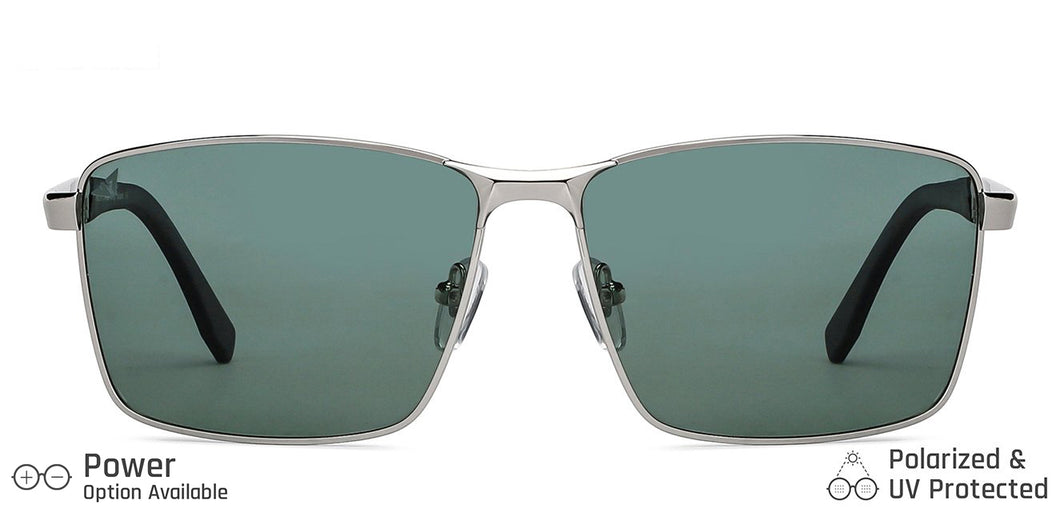 Silver Rectangle Full Rim Unisex Sunglasses by Vincent Chase Polarized-148026