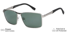 Load image into Gallery viewer, Silver Rectangle Full Rim Unisex Sunglasses by Vincent Chase Polarized-148026