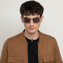 Load image into Gallery viewer, Gold Rectangle Full Rim Unisex Sunglasses by Vincent Chase Polarized-148027