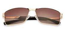 Load image into Gallery viewer, Gold Rectangle Full Rim Unisex Sunglasses by Vincent Chase Polarized-148027