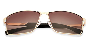 Gold Rectangle Full Rim Unisex Sunglasses by Vincent Chase Polarized-148027