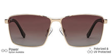 Load image into Gallery viewer, Gold Rectangle Full Rim Unisex Sunglasses by Vincent Chase Polarized-148027