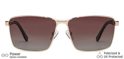 Gold Rectangle Full Rim Unisex Sunglasses by Vincent Chase Polarized-148027