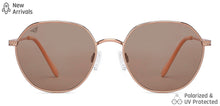 Load image into Gallery viewer, Gold Round Full Rim Medium Unisex Sunglasses by Vincent Chase Polarized-148048