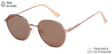 Load image into Gallery viewer, Gold Round Full Rim Medium Unisex Sunglasses by Vincent Chase Polarized-148048
