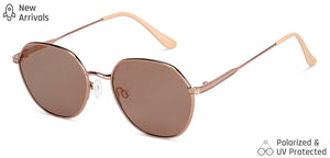 Gold Round Full Rim Medium Unisex Sunglasses by Vincent Chase Polarized-148048