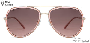 Gold Aviator Full Rim Extra Wide Women Sunglasses by Vincent Chase-148156