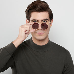 Gold Round Full Rim Unisex Eyeglasses by Vincent Chase VC-202489