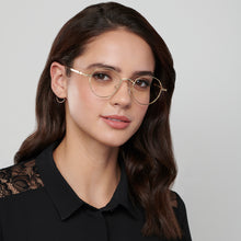 Load image into Gallery viewer, Gold Round Full Rim Unisex Eyeglasses by Vincent Chase VC-202489