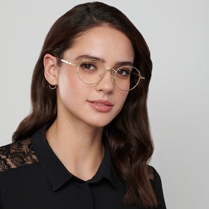 Gold Round Full Rim Unisex Eyeglasses by Vincent Chase VC-202489