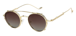 Gold Round Full Rim Unisex Eyeglasses by Vincent Chase-148563
