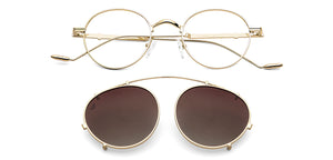 Gold Round Full Rim Unisex Eyeglasses by Vincent Chase-148563