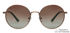 Brown Round Full Rim Unisex Sunglasses by Vincent Chase Polarized-148565