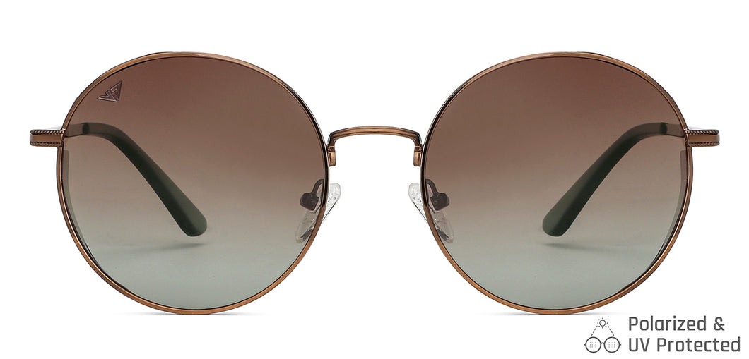 Brown Round Full Rim Unisex Sunglasses by Vincent Chase Polarized-148565