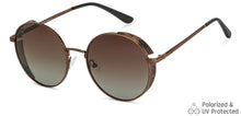 Load image into Gallery viewer, Brown Round Full Rim Unisex Sunglasses by Vincent Chase Polarized-148565