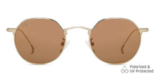 Load image into Gallery viewer, Gold Round Full Rim Unisex Sunglasses by Vincent Chase Polarized-148578