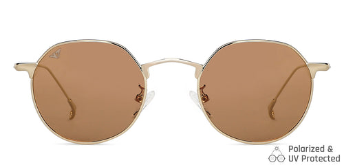 Gold Round Full Rim Unisex Sunglasses by Vincent Chase Polarized-148578