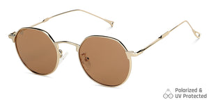 Gold Round Full Rim Unisex Sunglasses by Vincent Chase Polarized-148578