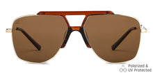 Load image into Gallery viewer, Gold Aviator Full Rim Unisex Sunglasses by Vincent Chase Polarized-148584