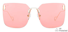 Load image into Gallery viewer, Gold Square Rimless Unisex Sunglasses by Vincent Chase-148586