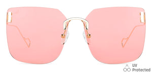 Gold Square Rimless Unisex Sunglasses by Vincent Chase-148586