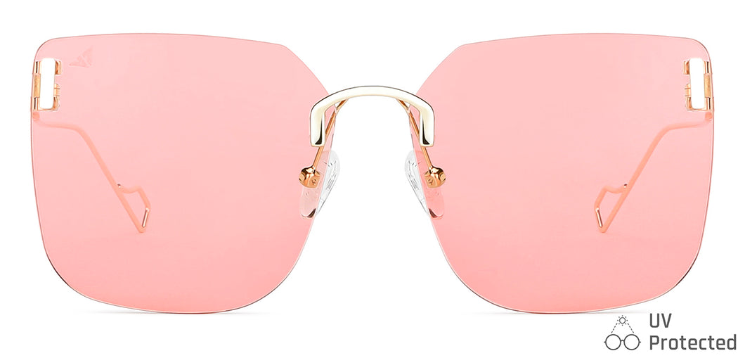 Gold Square Rimless Unisex Sunglasses by Vincent Chase-148586