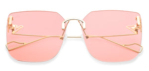 Gold Square Rimless Unisex Sunglasses by Vincent Chase-148586