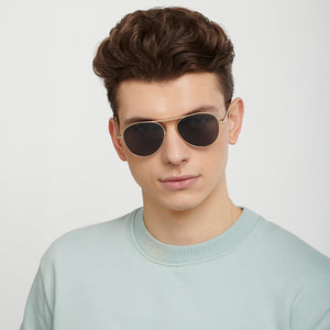 Gold Aviator Full Rim Unisex Sunglasses by Vincent Chase Online-148876