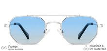 Load image into Gallery viewer, Silver Geometric Full Rim Unisex Sunglasses by Vincent Chase-148906