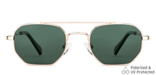 Load image into Gallery viewer, Gold Geometric Full Rim Unisex Sunglasses by Vincent Chase Polarized-148908