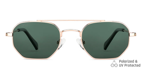 Gold Geometric Full Rim Unisex Sunglasses by Vincent Chase Polarized-148908