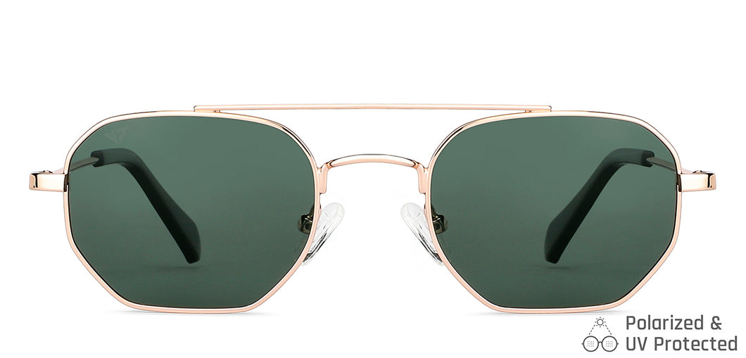 Gold Geometric Full Rim Unisex Sunglasses by Vincent Chase Polarized-148908