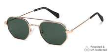 Load image into Gallery viewer, Gold Geometric Full Rim Unisex Sunglasses by Vincent Chase Polarized-148908
