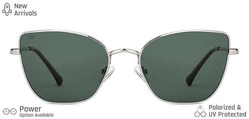 Silver Cat Eye Full Rim Women Sunglasses by Vincent Chase Polarized-148915