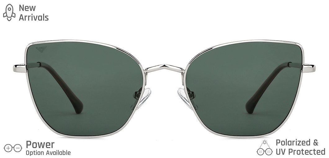 Silver Cat Eye Full Rim Women Sunglasses by Vincent Chase Polarized-148915