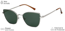 Load image into Gallery viewer, Silver Cat Eye Full Rim Women Sunglasses by Vincent Chase Polarized-148915