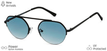 Load image into Gallery viewer, Black Round Half Rim Unisex Sunglasses by Vincent Chase-148923