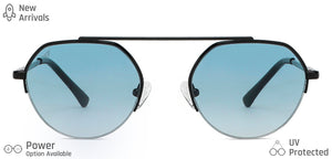 Black Round Half Rim Unisex Sunglasses by Vincent Chase-148923
