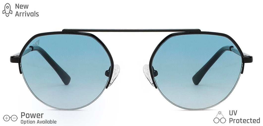 Black Round Half Rim Unisex Sunglasses by Vincent Chase-148923
