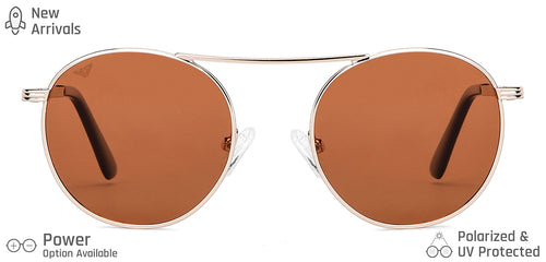 Gold Round Full Rim Unisex Sunglasses by Vincent Chase Polarized-148926