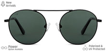 Load image into Gallery viewer, Black Round Full Rim Unisex Sunglasses by Vincent Chase Polarized-148929