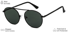 Load image into Gallery viewer, Black Round Full Rim Unisex Sunglasses by Vincent Chase Polarized-148929
