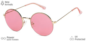 Gold Round Half Rim Women Sunglasses by Vincent Chase-148933