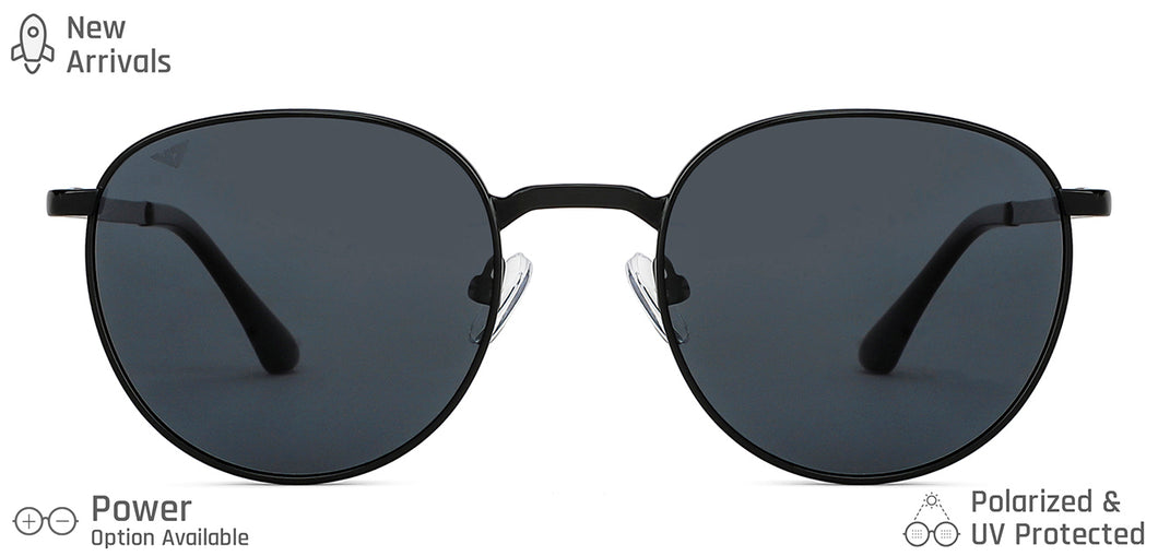Black Round Full Rim Unisex Sunglasses by Vincent Chase Polarized-148935